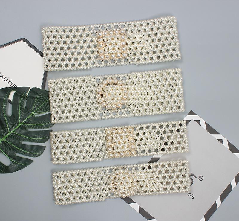 Braided Imitation Pearl Decorative Belt