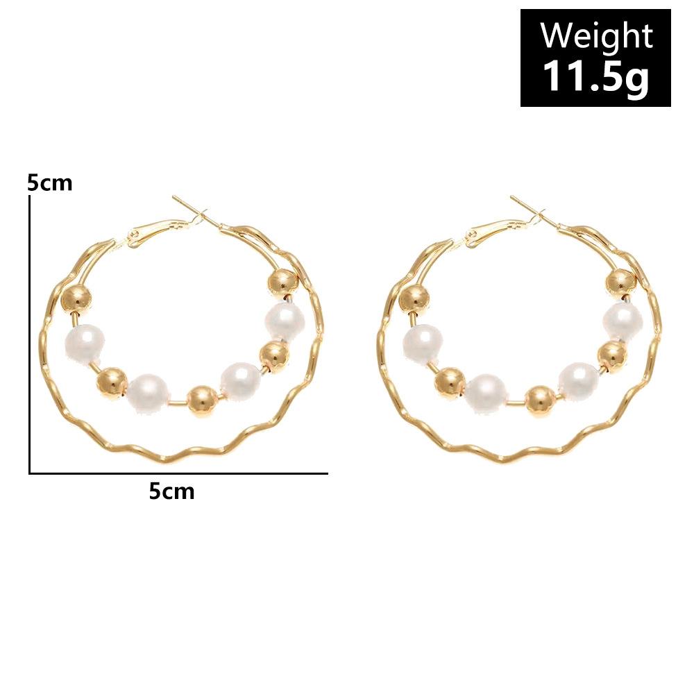 Boucles d'oreilles créoles à perles double couche