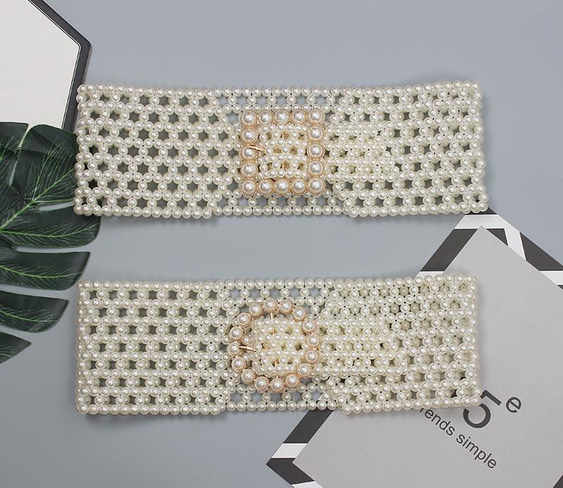 Braided Imitation Pearl Decorative Belt