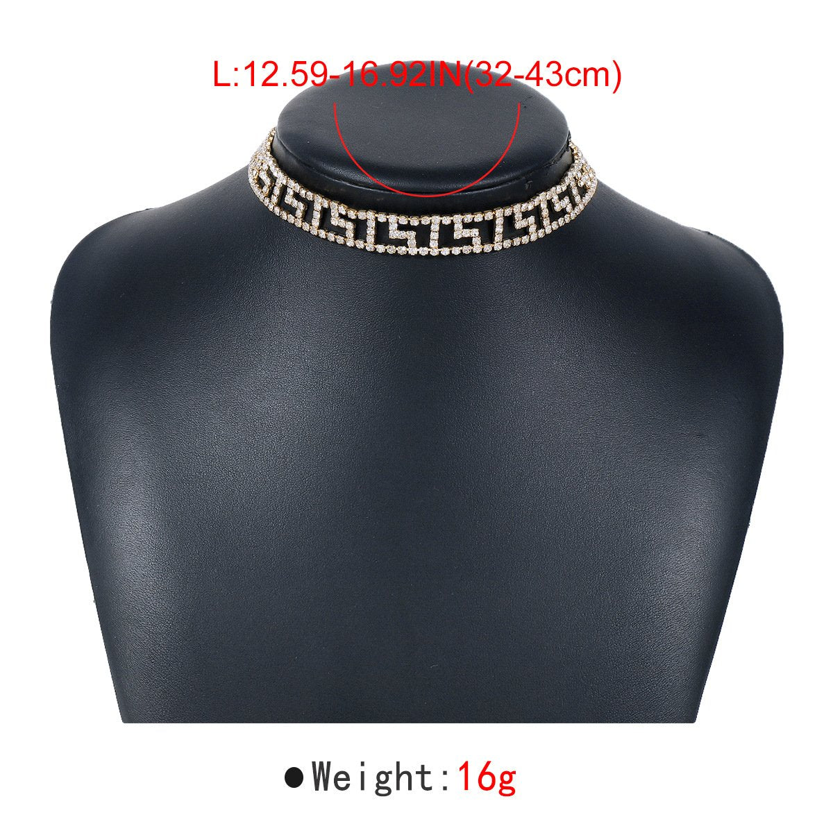 Collier ras du cou ajouré avec strass étincelants