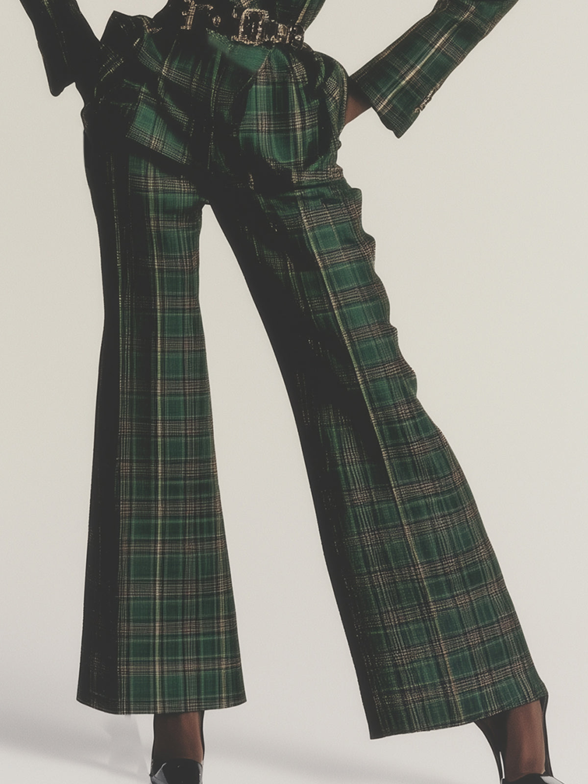 Stylish Green Plaid Print Jumpsuit