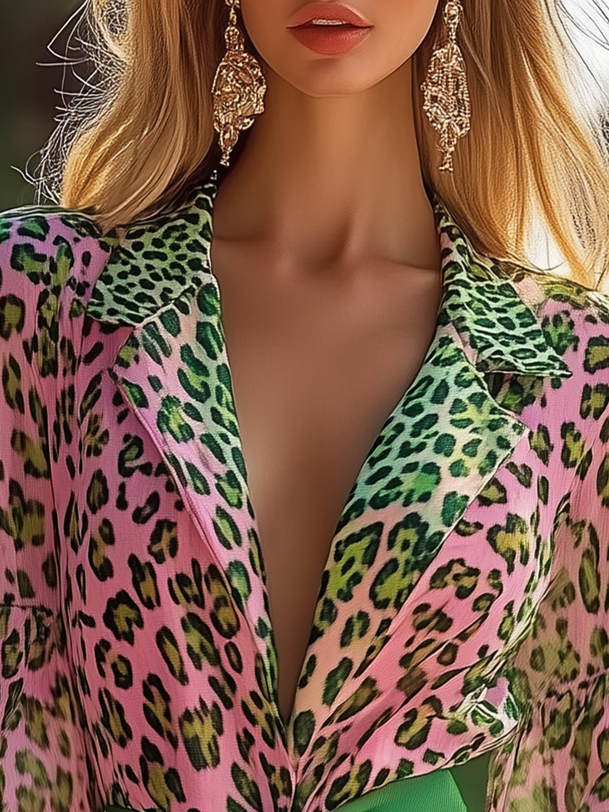 Multicolor Leopard Print Chiffon Blouse