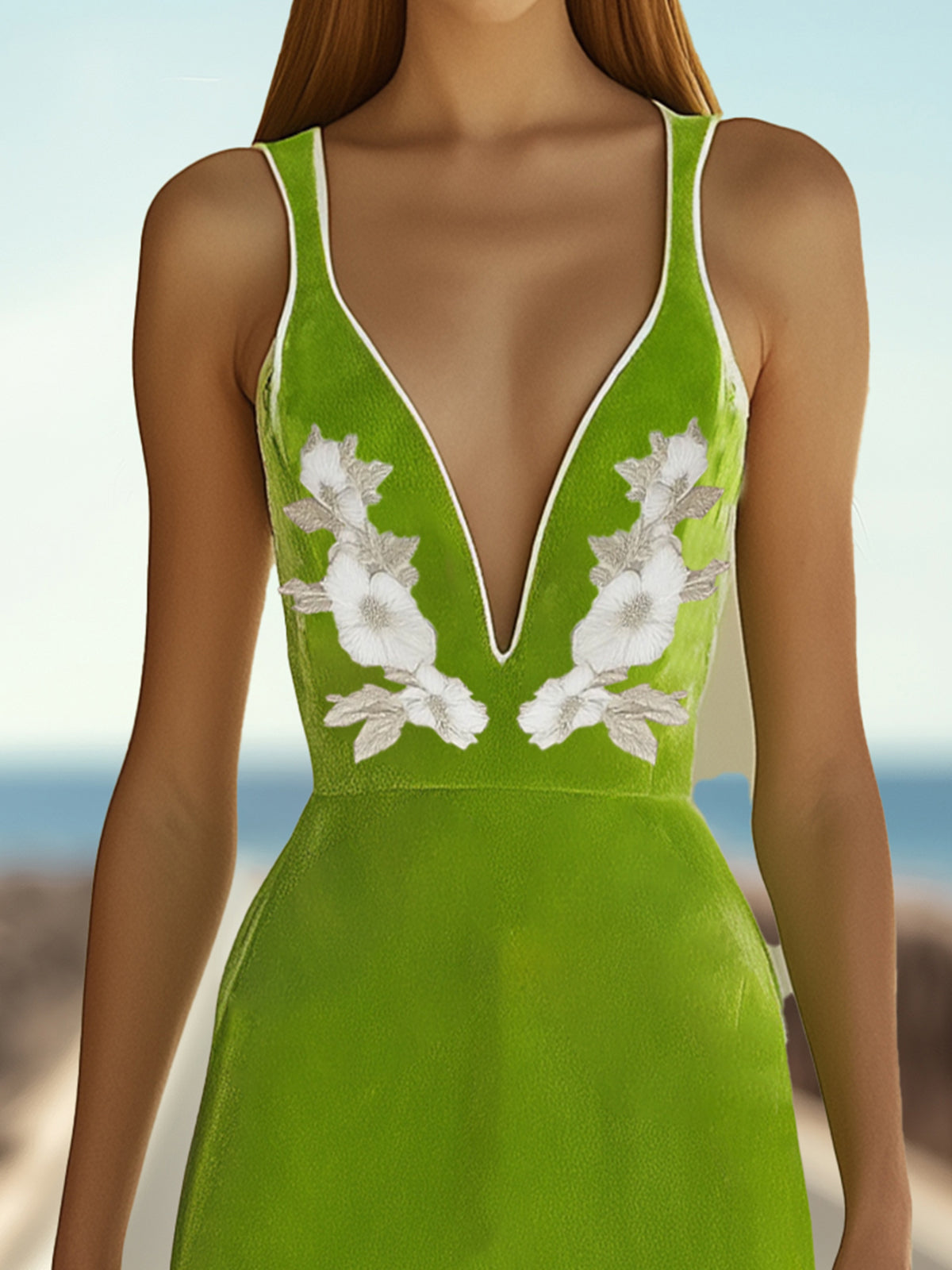 Stylish and Alluring Suede Floral Bodycon Dress