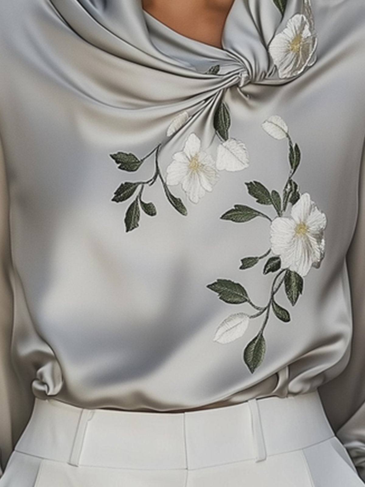 Elegant Satin Embroidered Shirt
