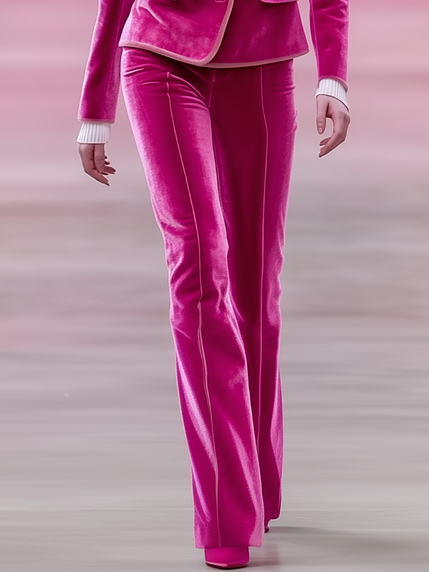 Barbie Pink Velvet Pants With Light Pink Trimmed