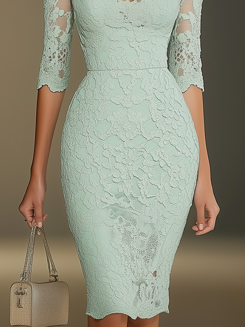 Mint Green Lace Midi Bodycon Dress