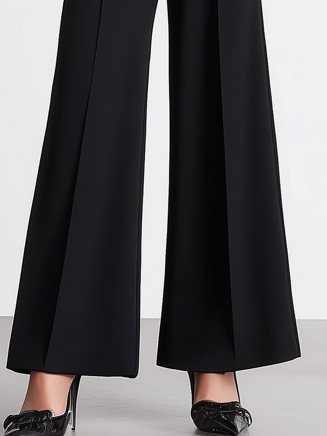 A-line Of The Elegant Black Suit Wide Leg Pants