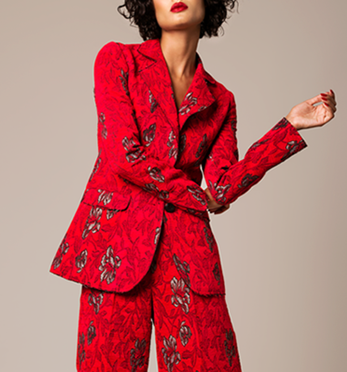 Shawl Collar Floral Pattern Blazer