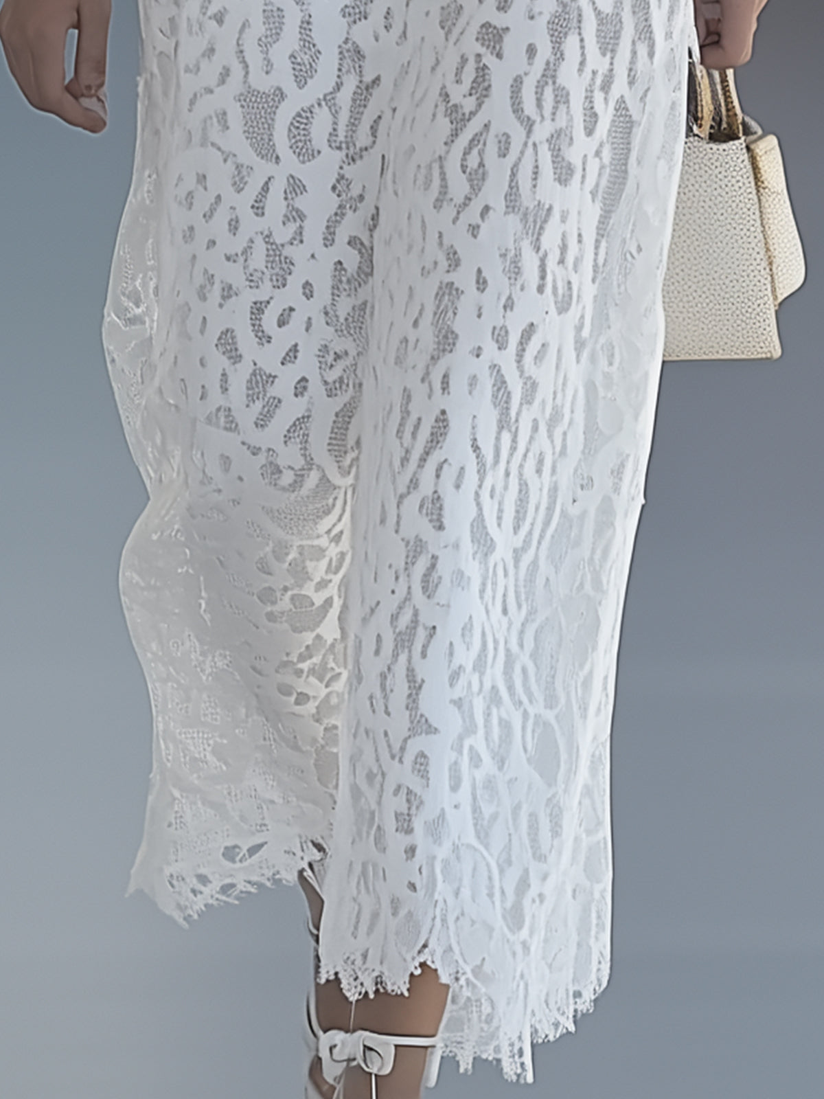 Casual White Lace Pants With Lining