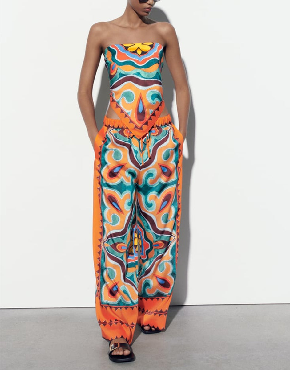 Printed Headscarf Two-piece Set