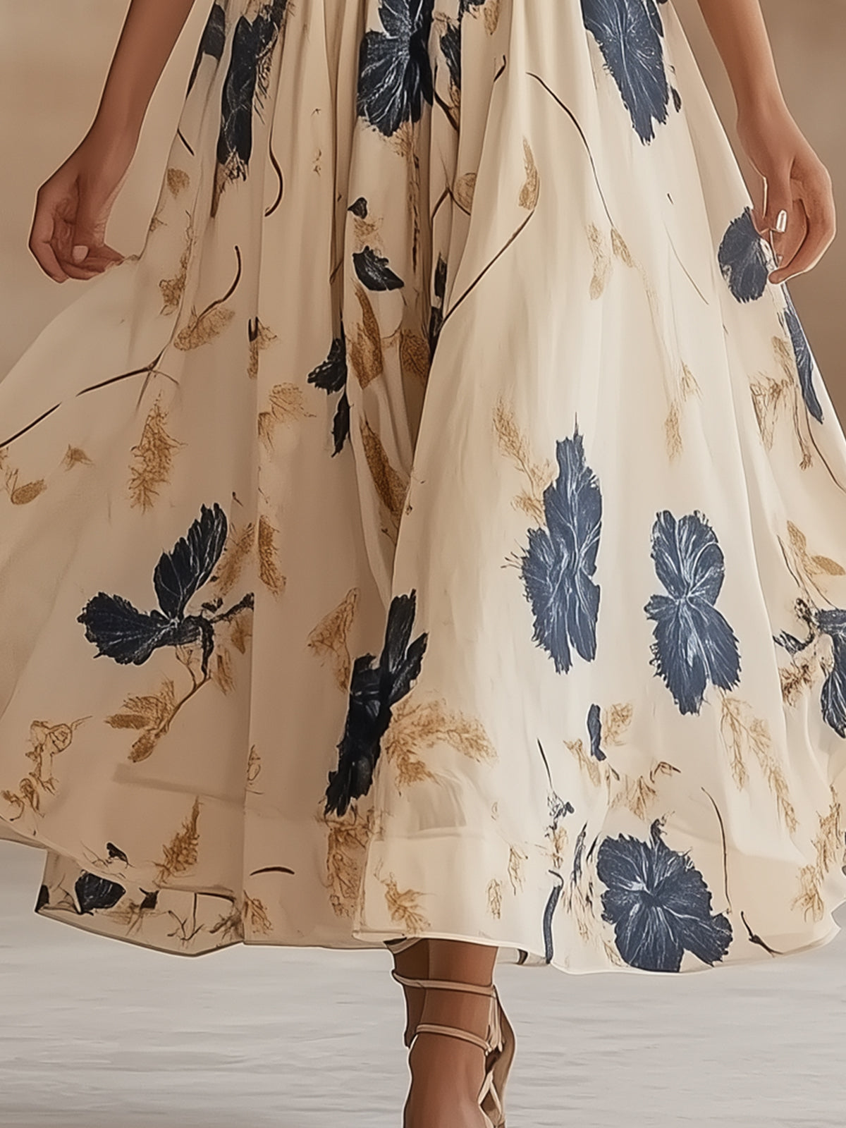 Floral Print V-neck Maxi Dress