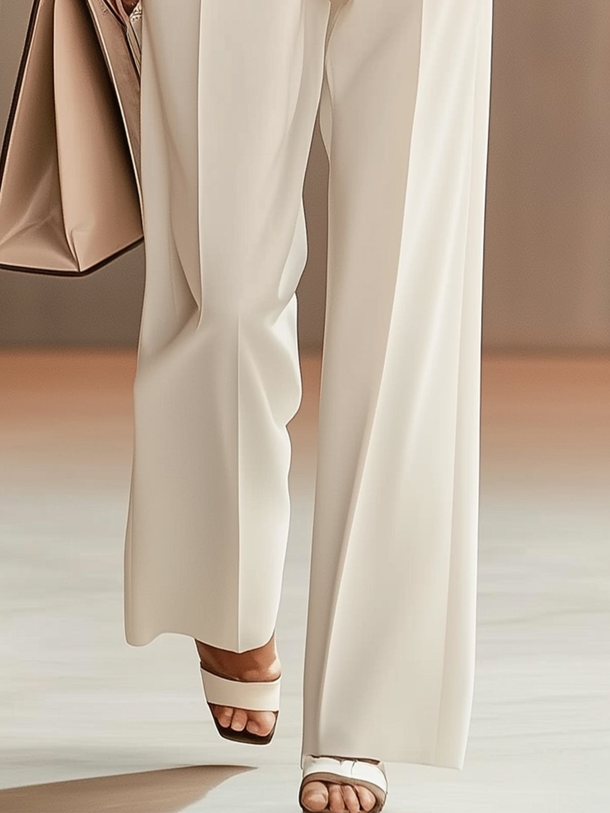 White Casual Straight-Leg Pants