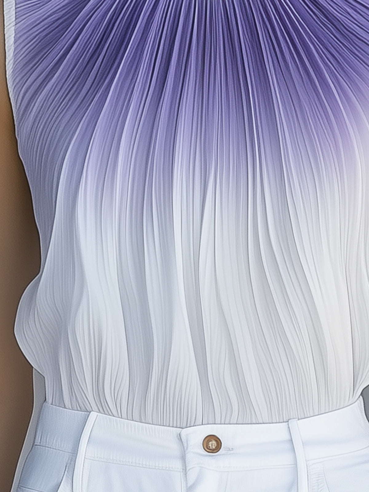 Ombre Pleated Chiffon T-Shirt
