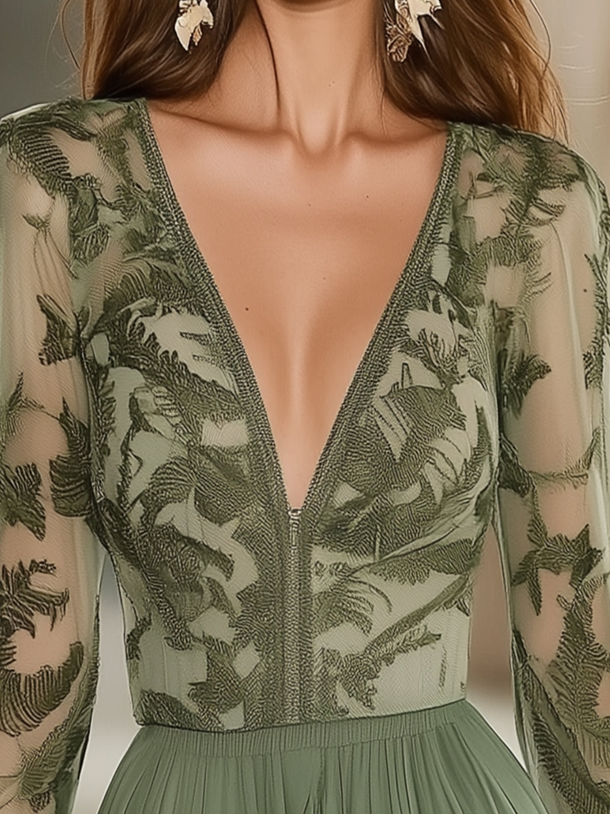 Fashion Bohemian Leaf Print Chiffon Mini Dress