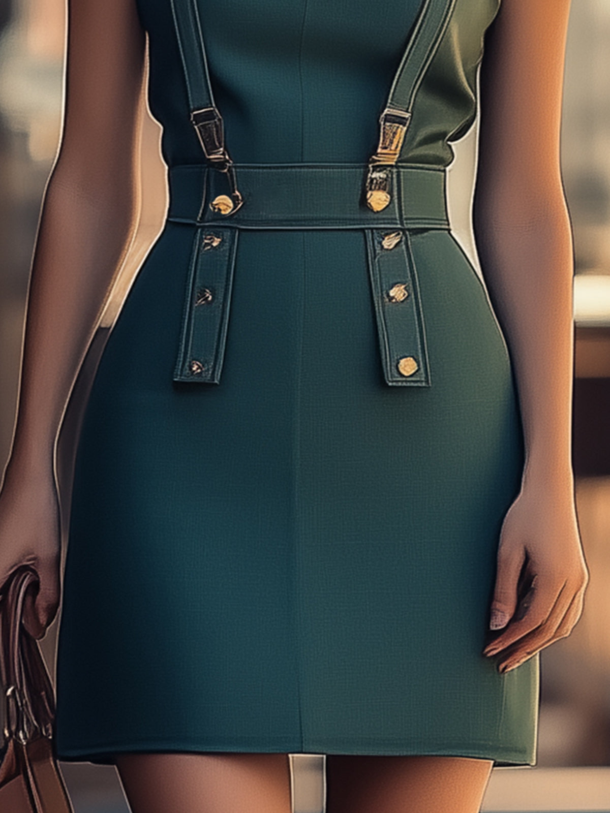 Uniquely Designed V-Neck Suspender Dress