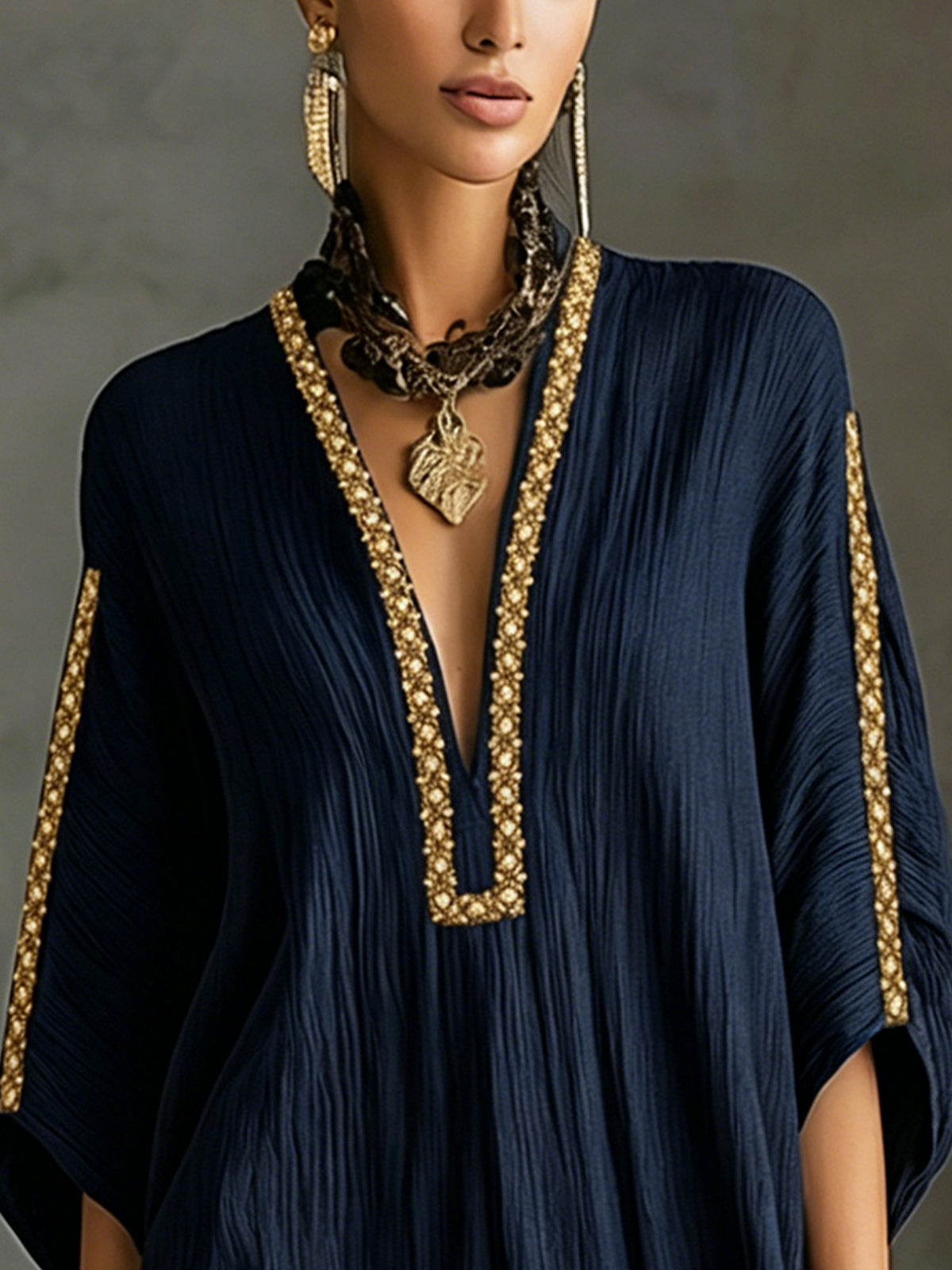 Black Deep V-Neck Mini Dress