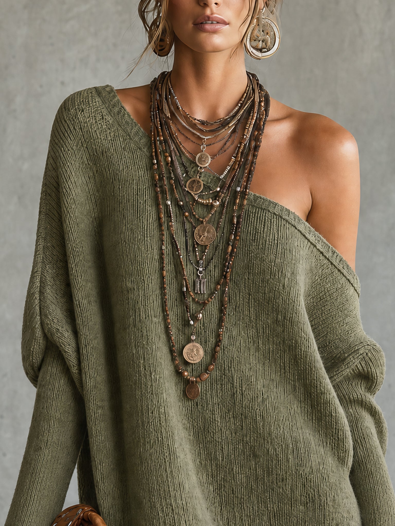 Green Off Shoulder Knit Lace Trim Mini Dress