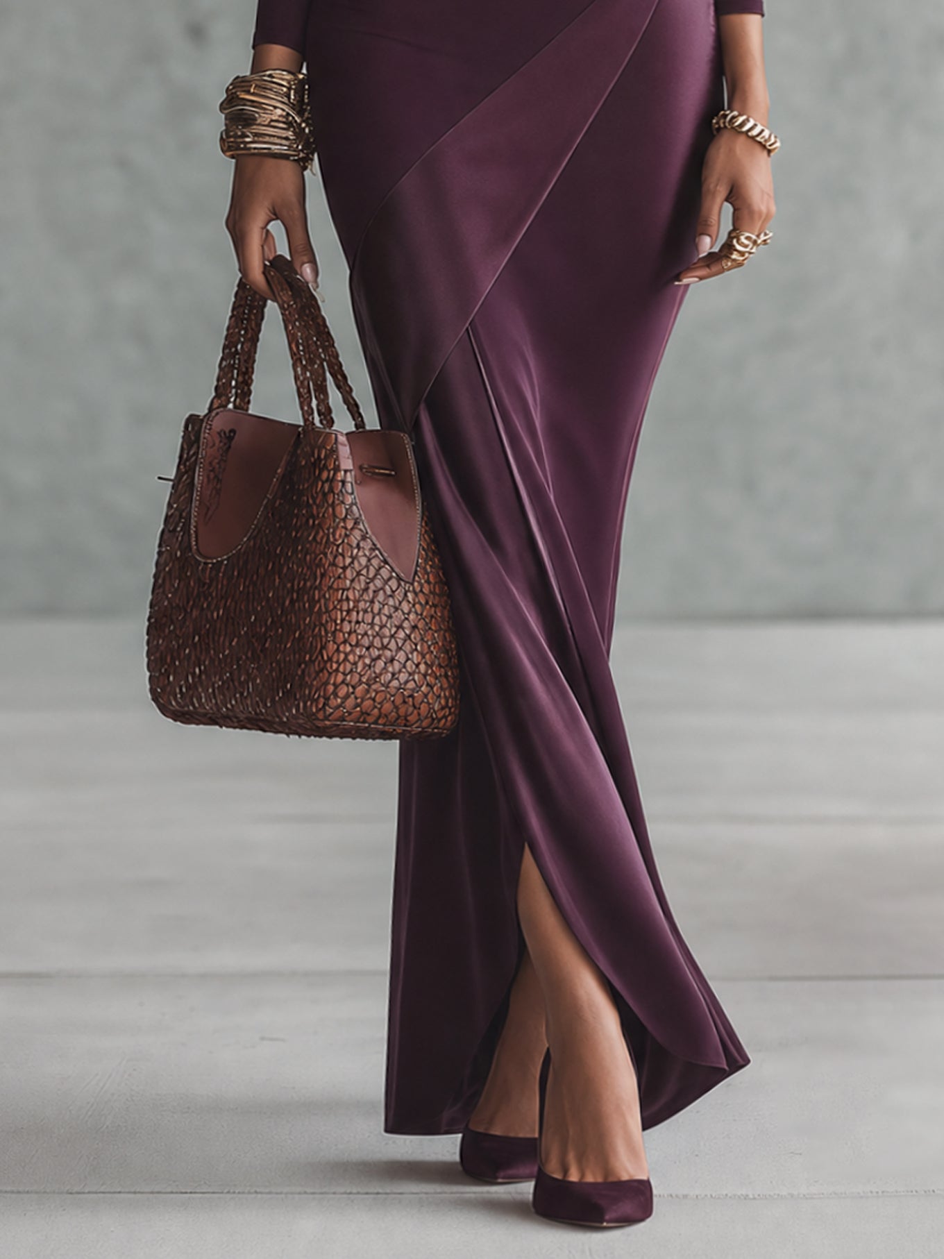 Purple Off Shoulder Satin Panel Bodycon Dress
