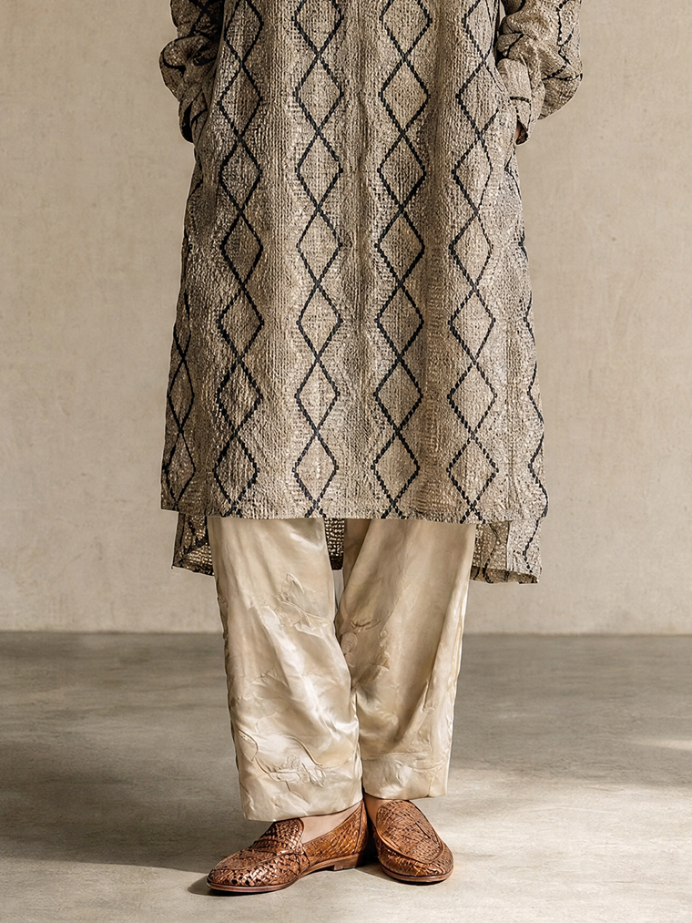 Taupe Diamond Jacquard Knit Long Dress