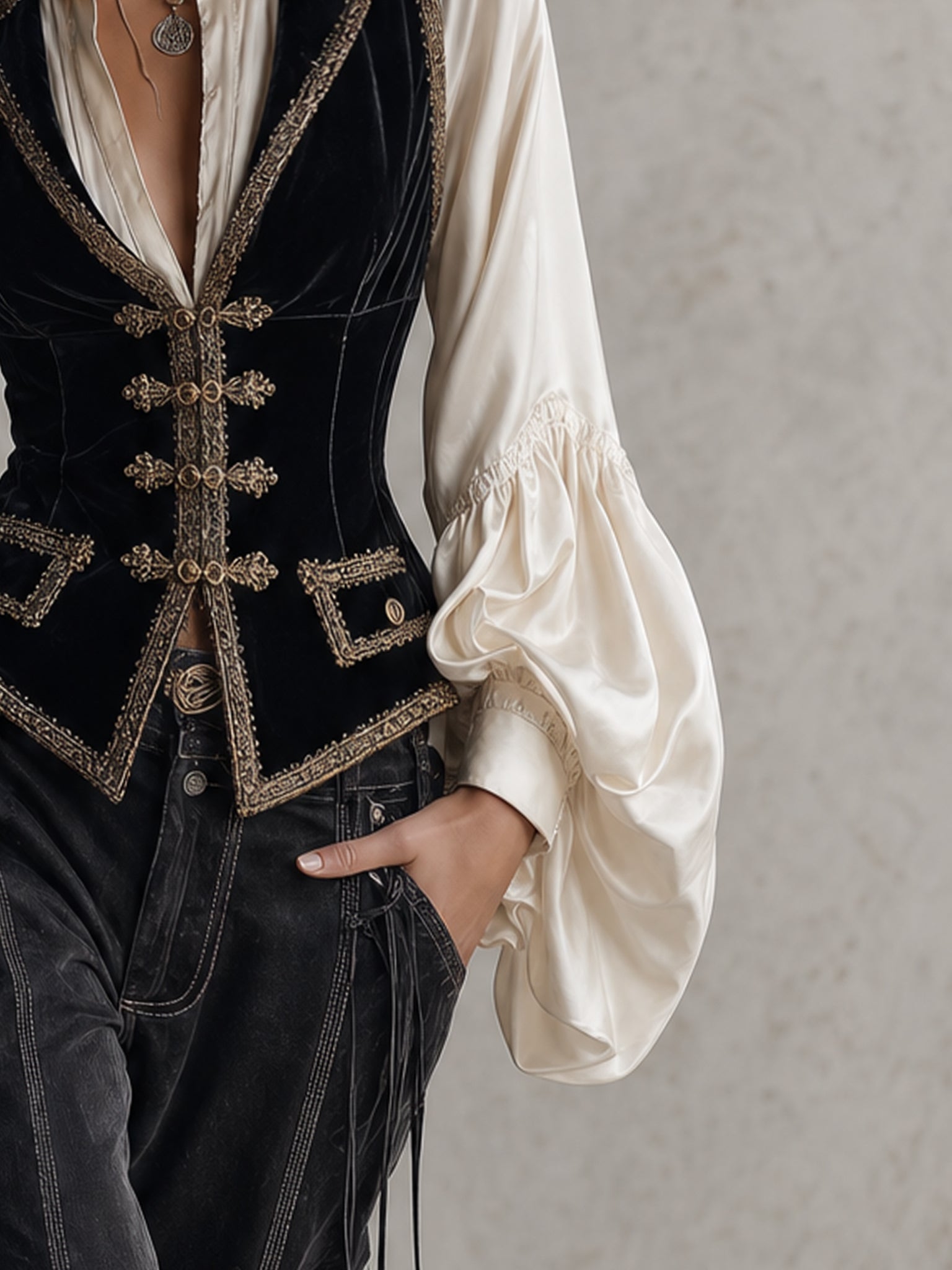 Black Velvet Vintage Sleeveless Vest