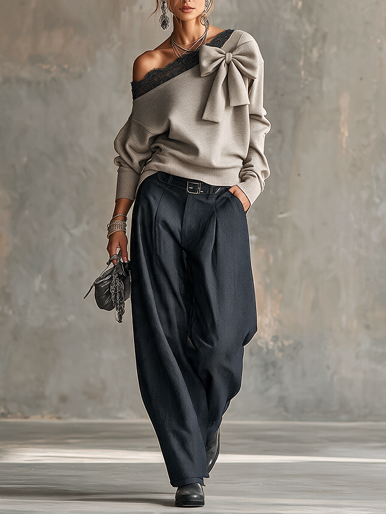 Light Gray Off-Shoulder Top
