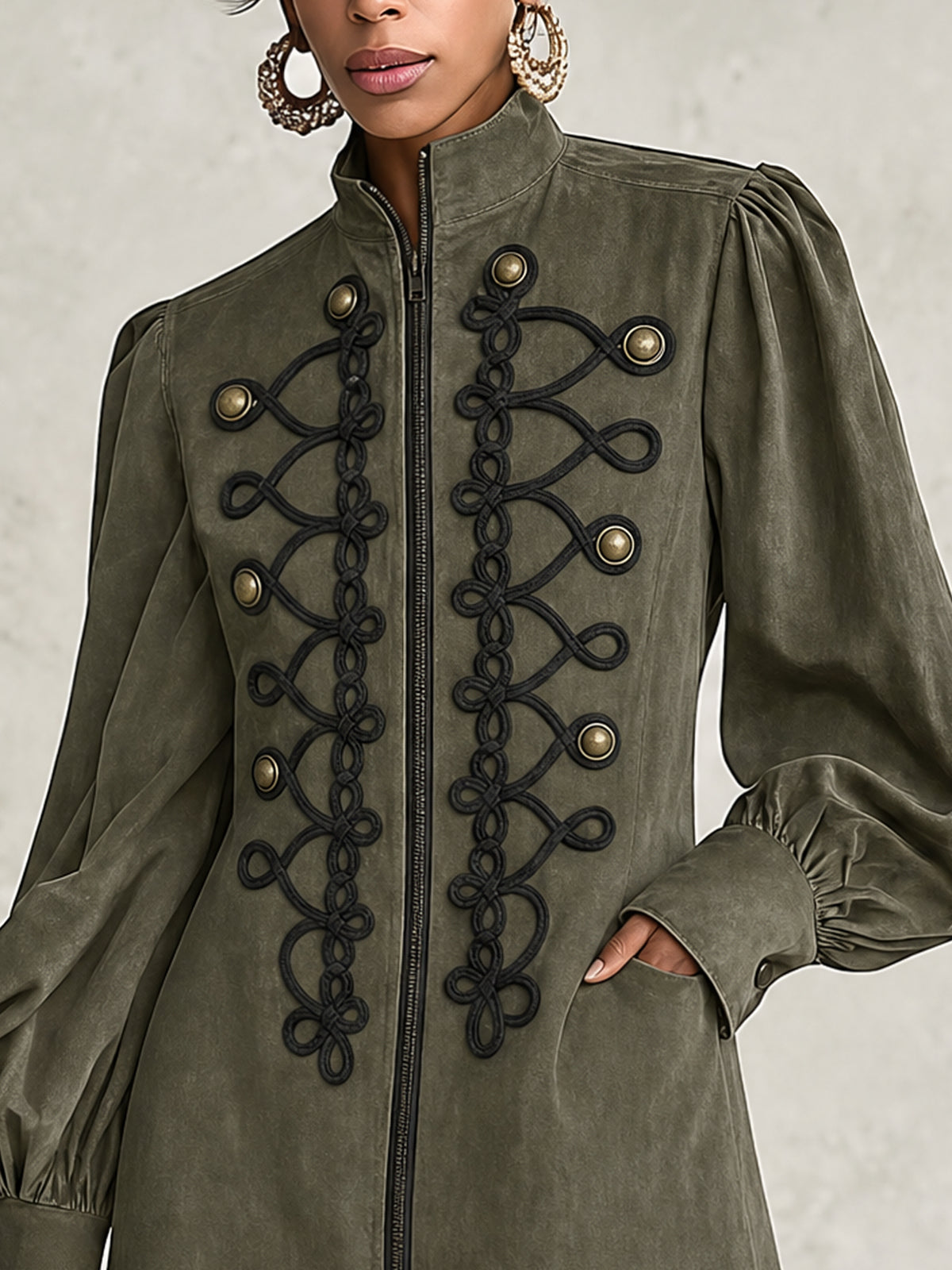 Vintage Green Napoleonic Suede Mini Dress