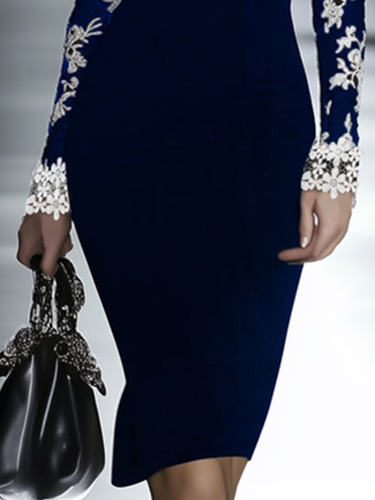 Lace Neckline Hip Dress