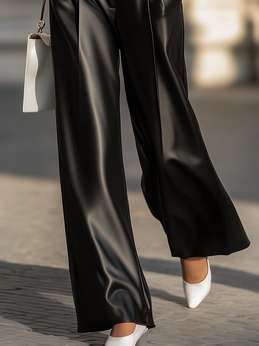 Basic Classic Black PU Pants