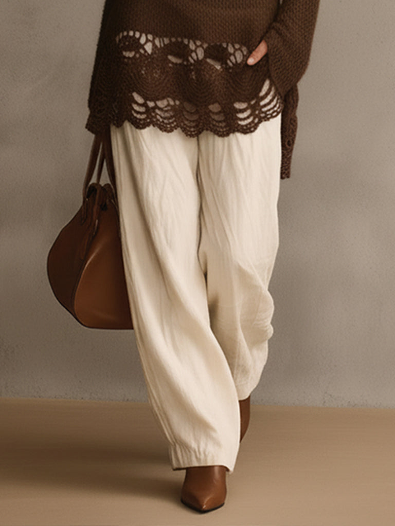 Coffee Mohair Deep V-Neck Long Sweater