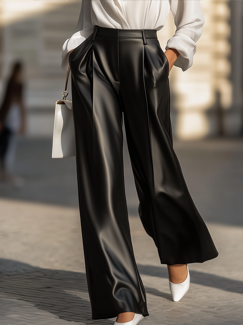 Basic Classic Black PU Pants