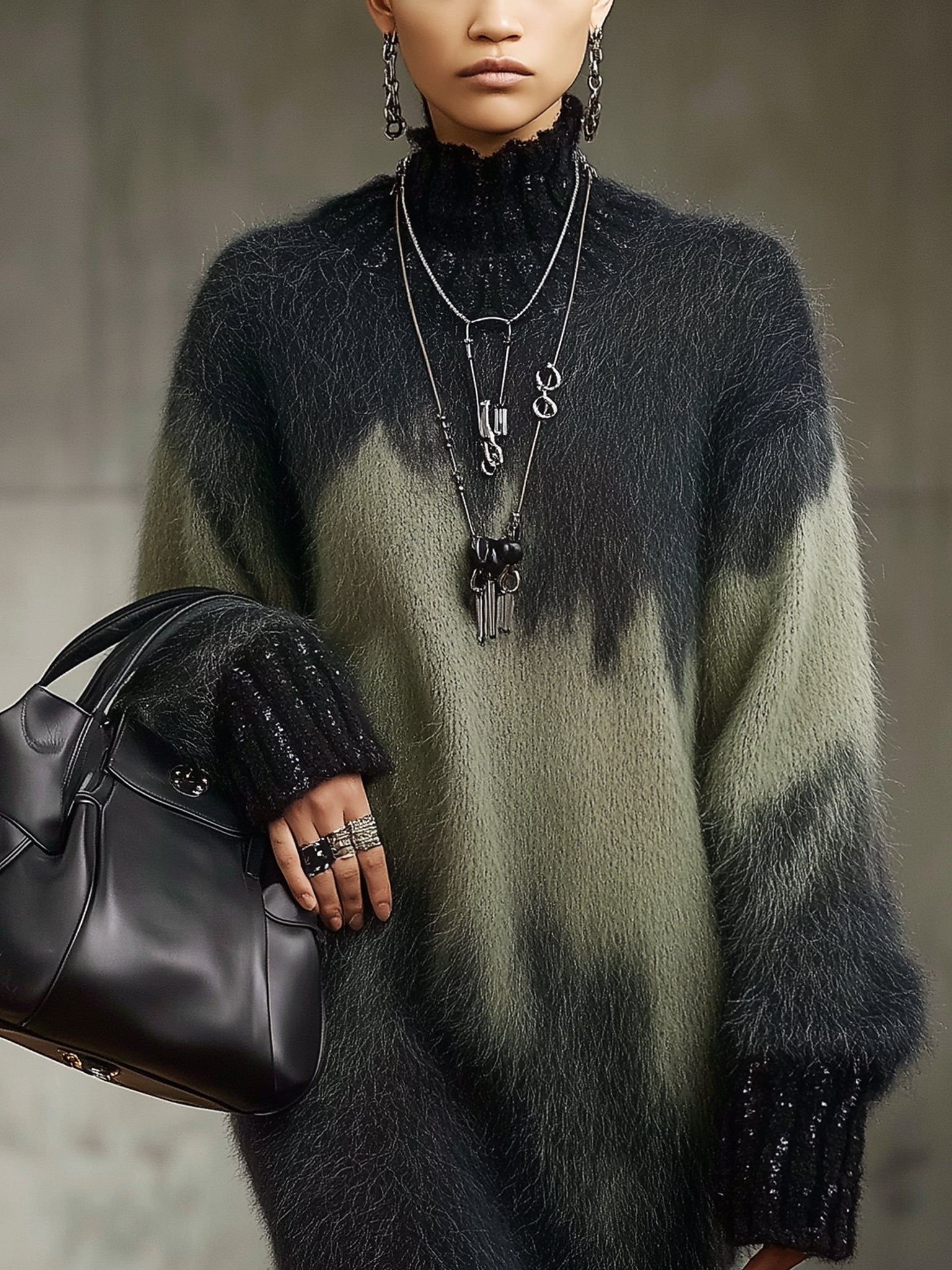 Green Ombre Eco Friendly Mink Oversized Knit Mini Dress