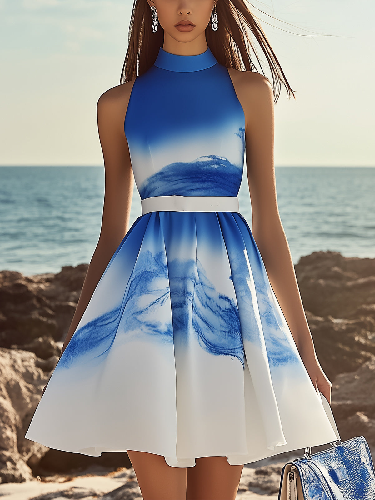 Blue And White Gradient Dress
