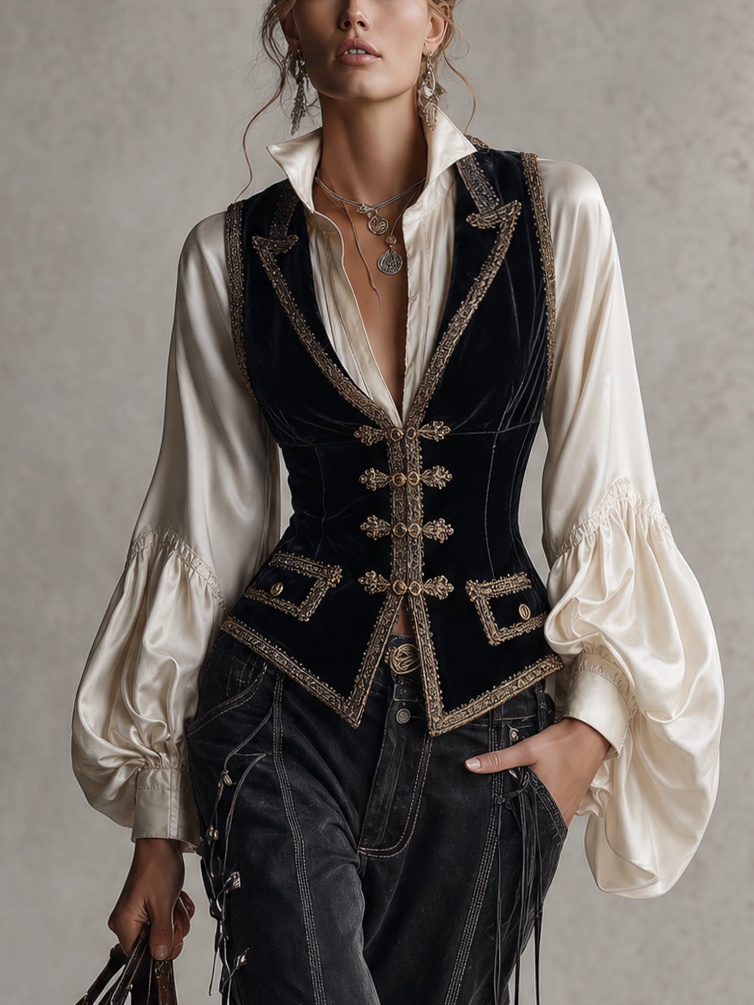Black Velvet Vintage Sleeveless Vest