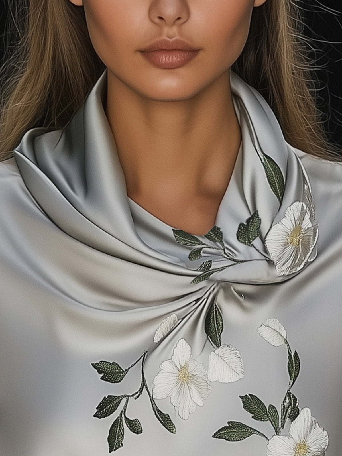 Elegant Satin Embroidered Shirt