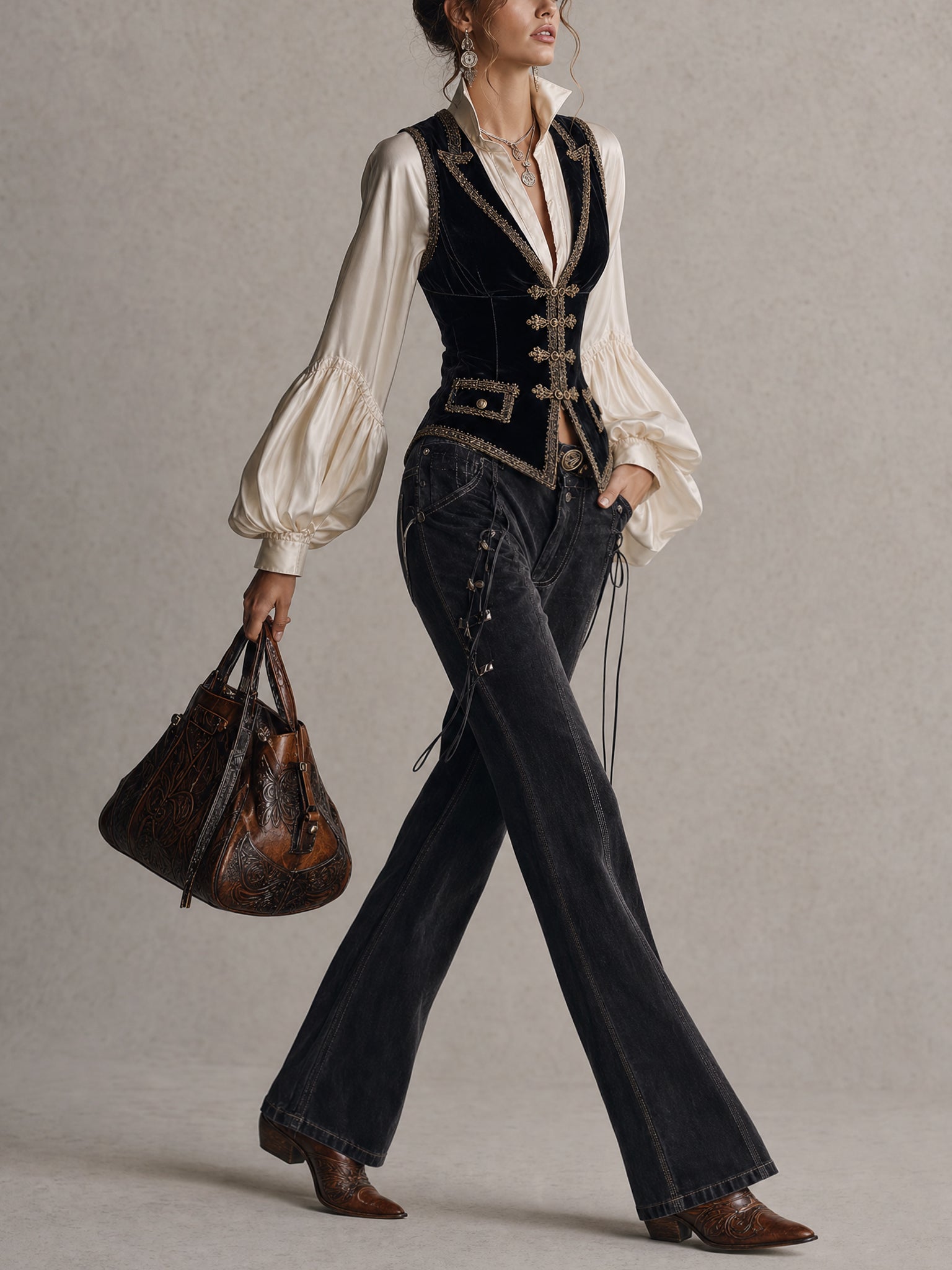 Black Velvet Vintage Sleeveless Vest