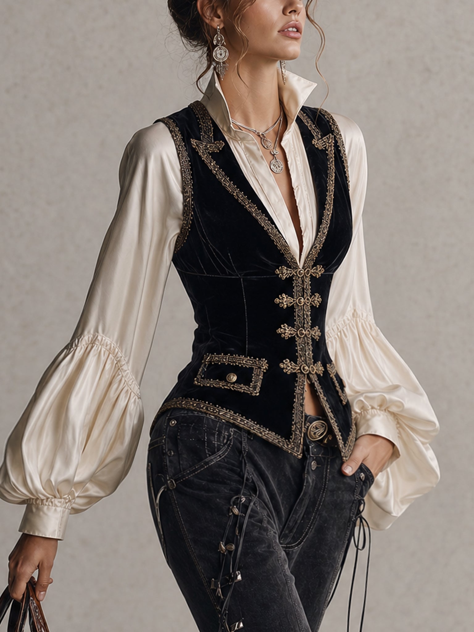 Black Velvet Vintage Sleeveless Vest