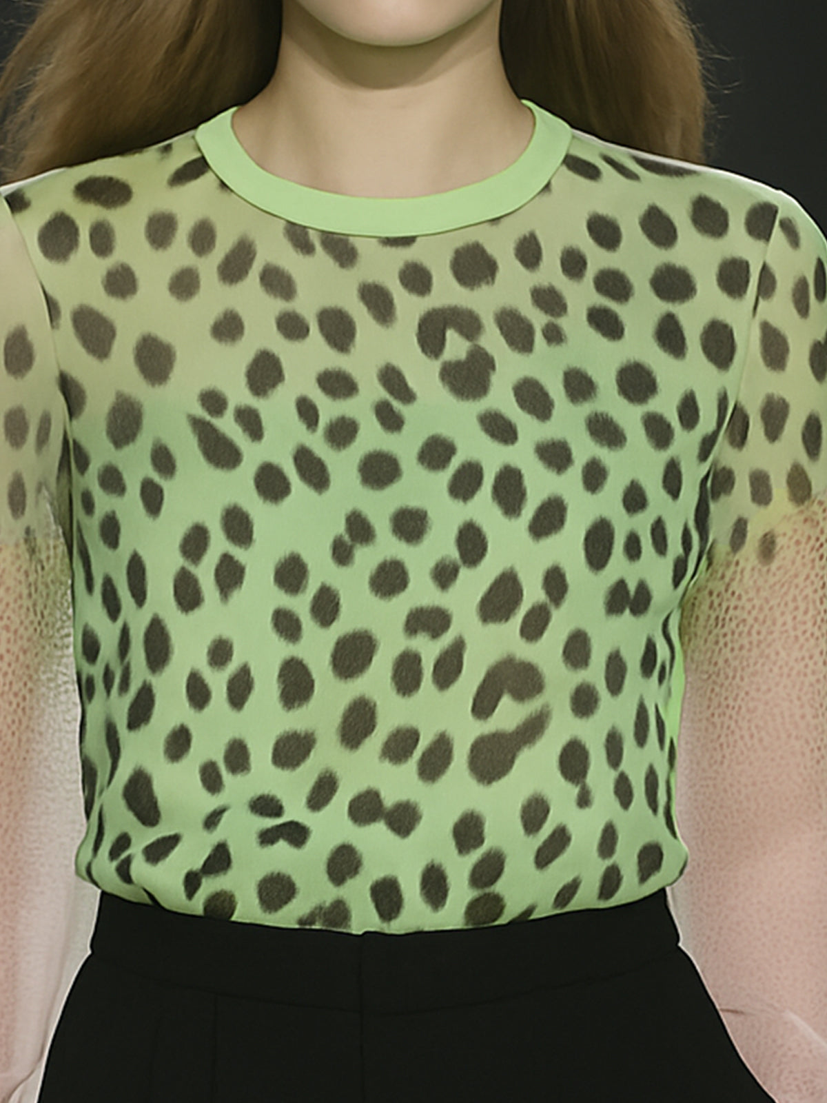 Gradient Sheer Leopard Print Shirts