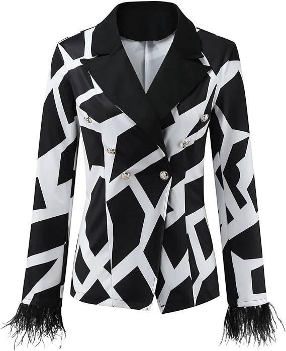 Black-White Color Block Suit