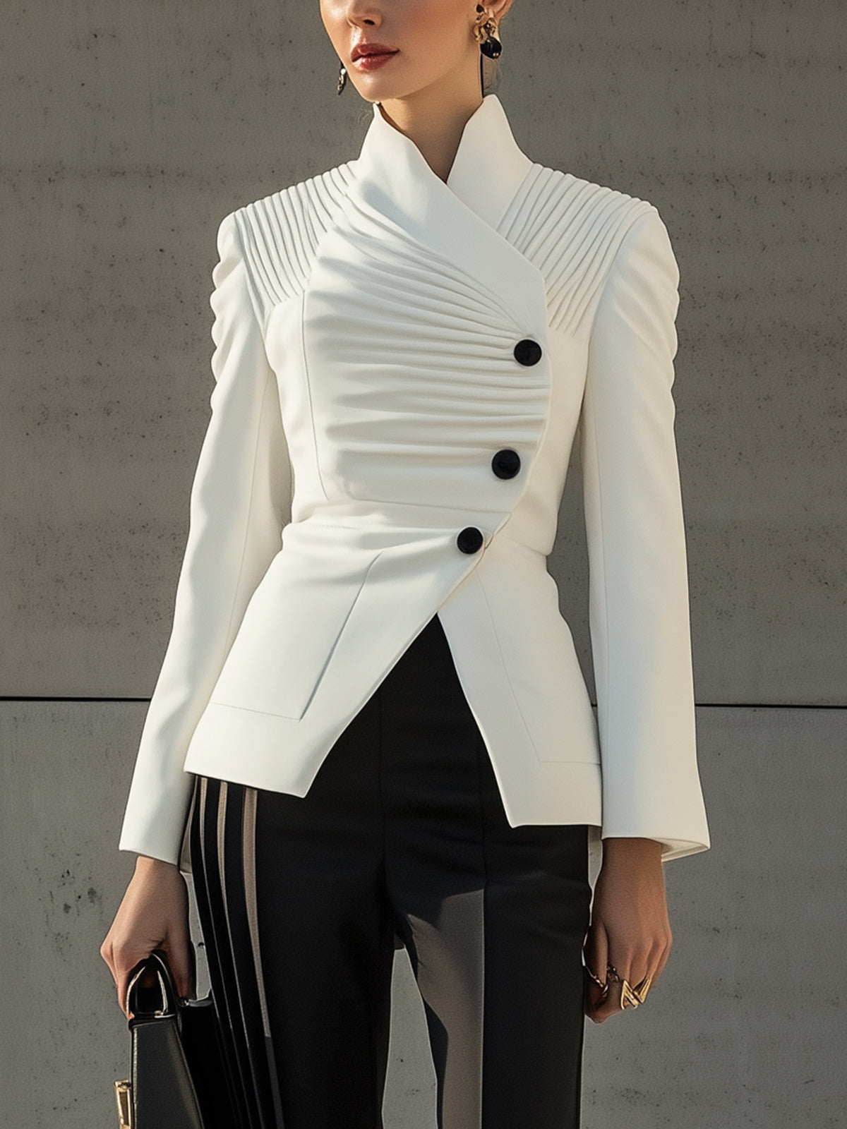 Pleated Structured Blazer
