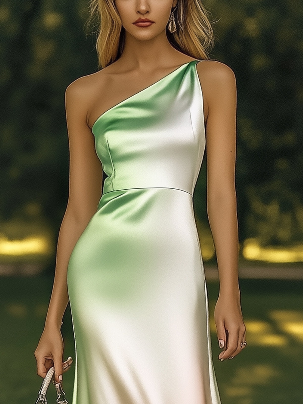 Sleek Satin One-Shoulder Dress
