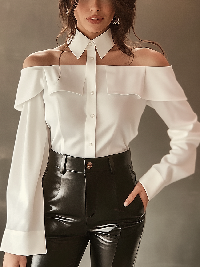 Off-The-Shoulder White Blouse With Ruffles