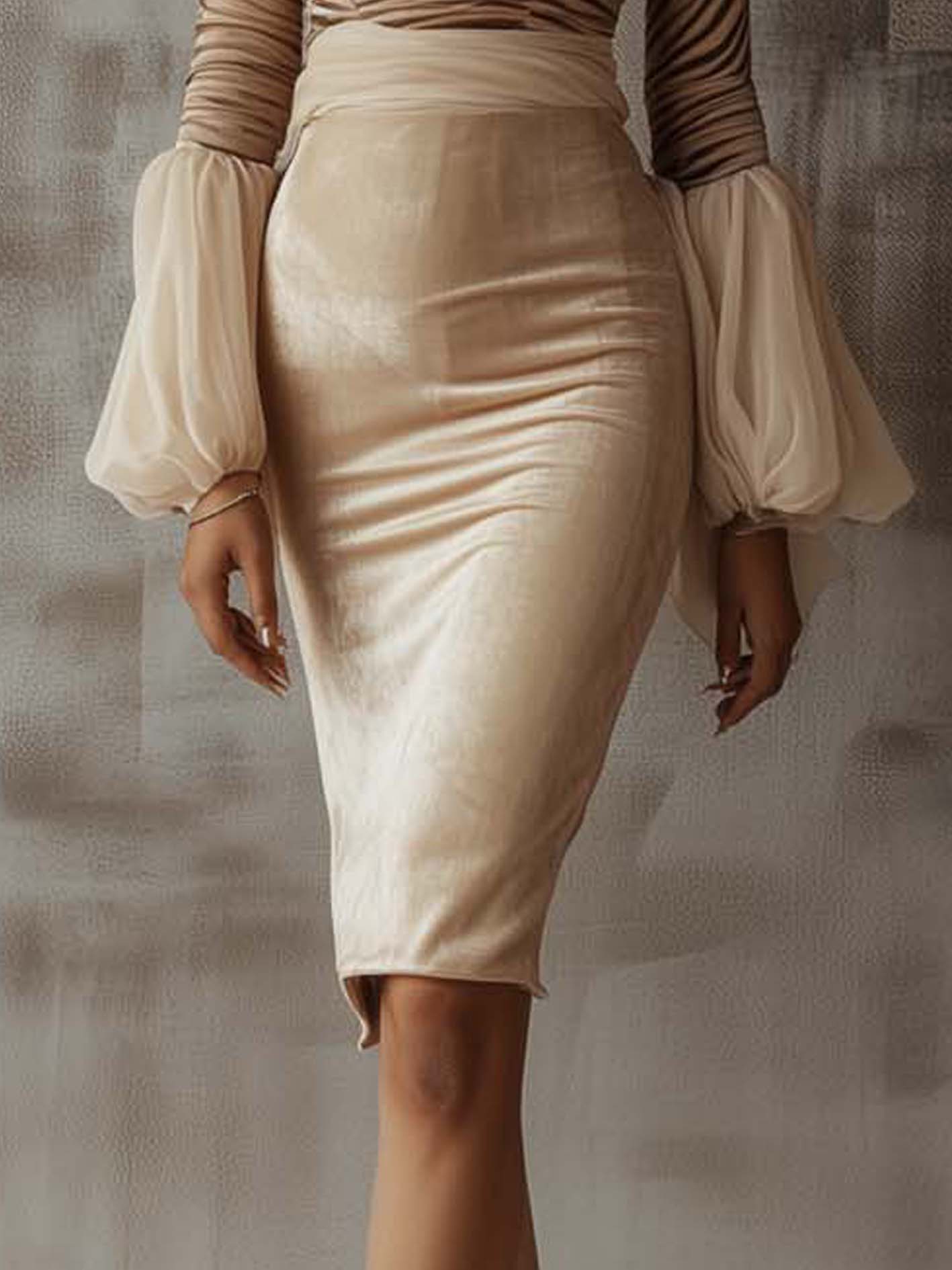 Beige Velvet Bodycon Dress With Zebra Pattern And Mesh