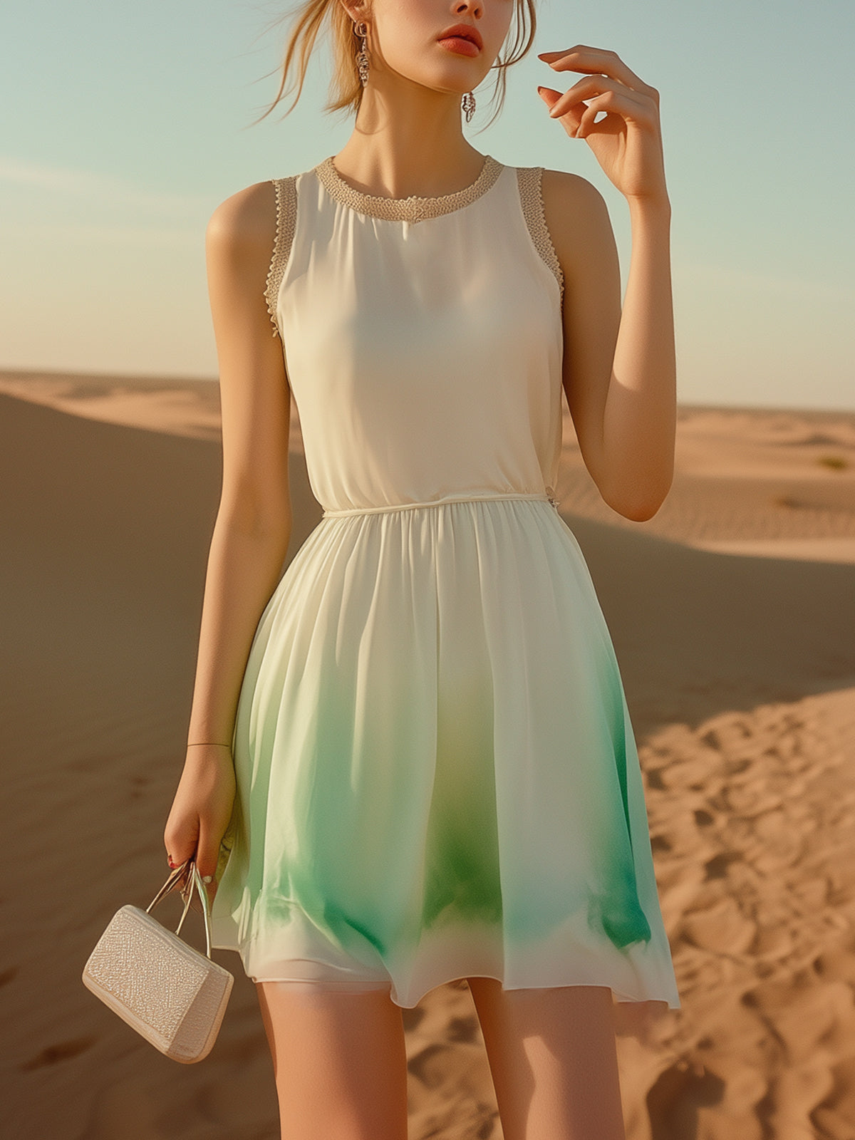 Round Neck Ombre Mini Dress