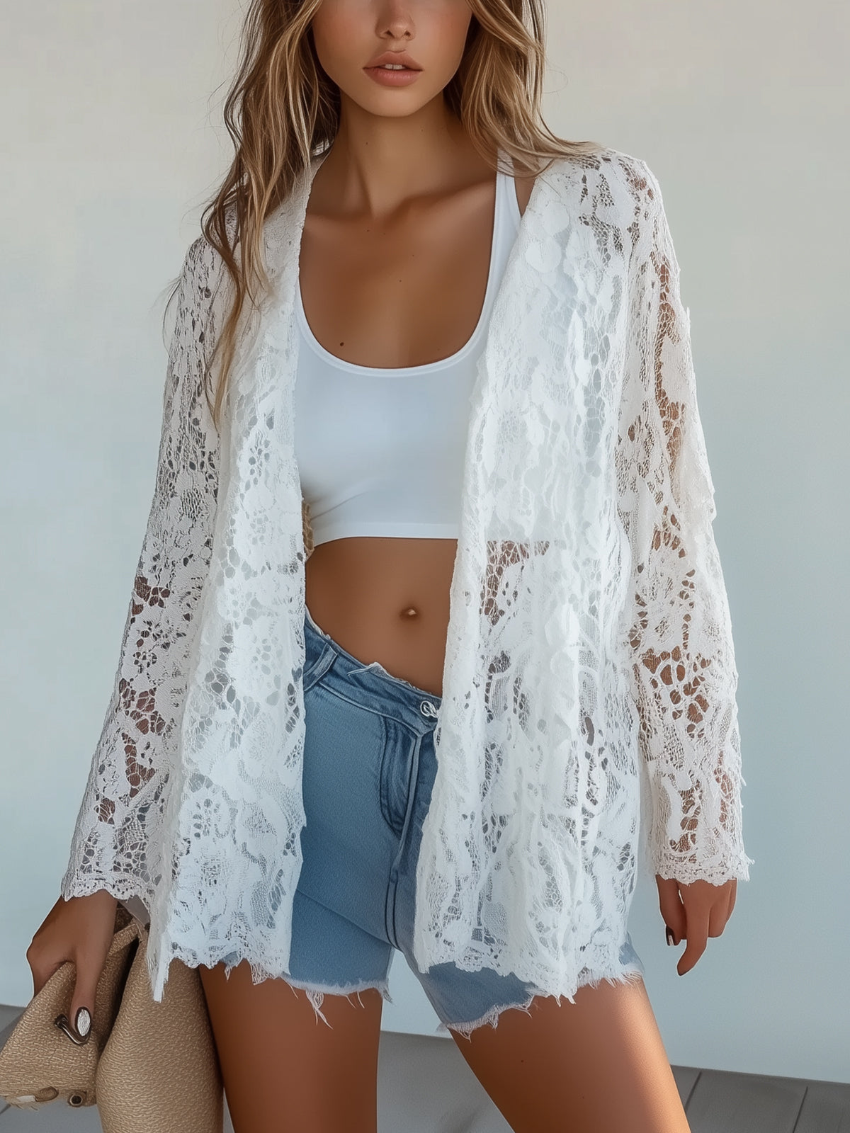 Unique White Lace Cardigan