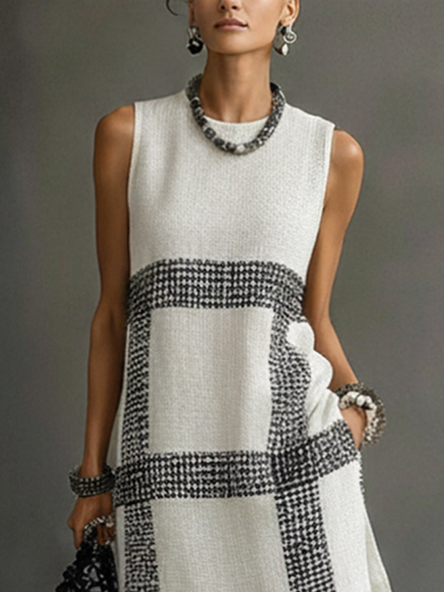 Beige Lightweight Knitted Sleeveless Top With Tassel Hem