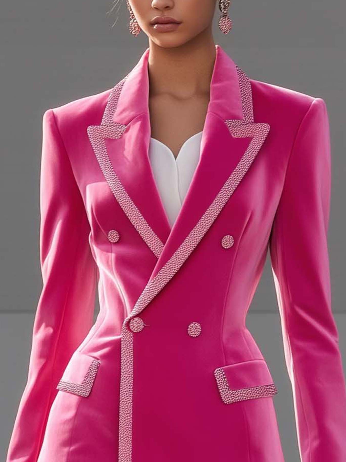 Barbie Pink Velvet Blazer With Light Pink Web Trim