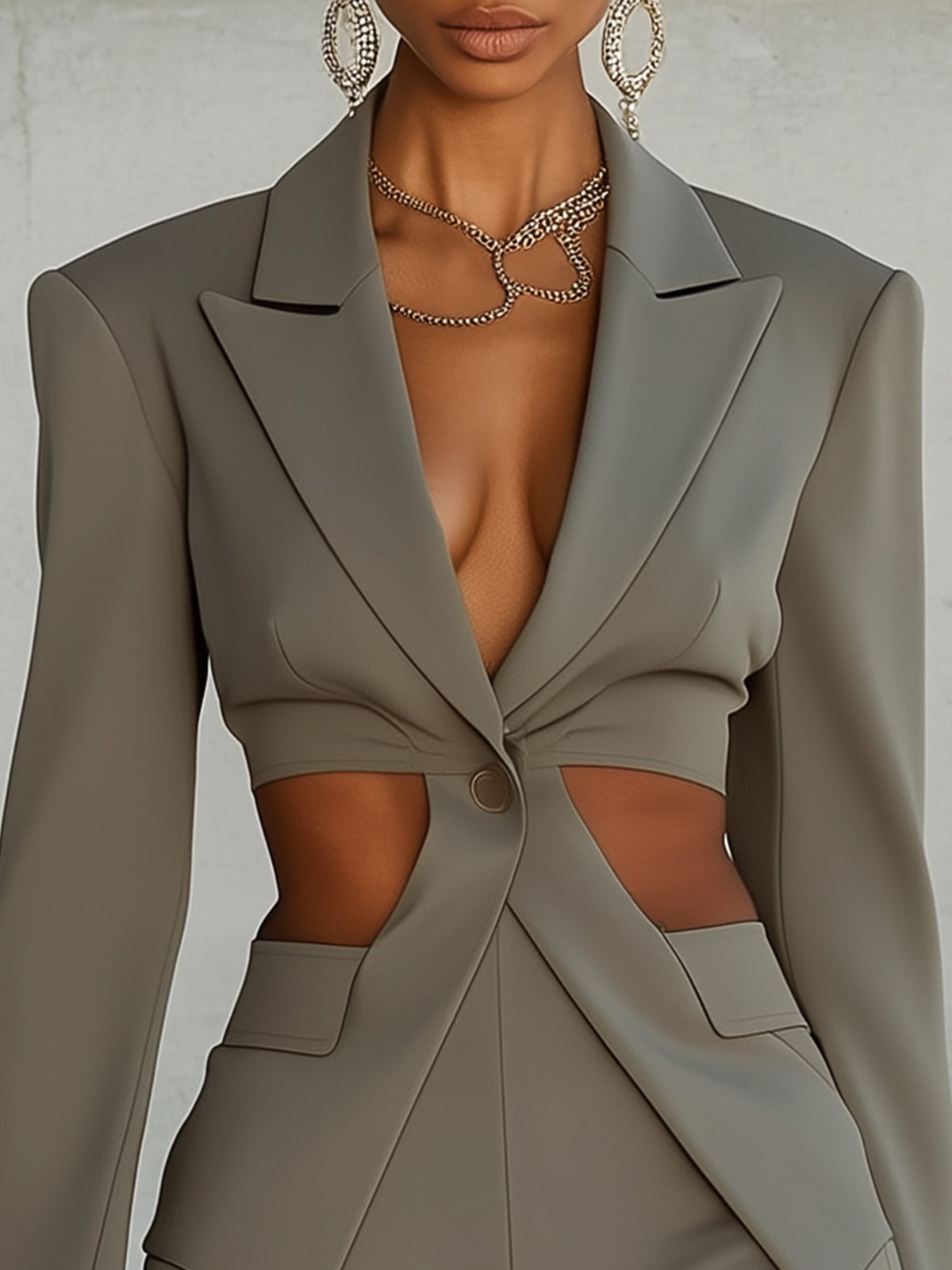 Gray Cutout Statement Blazer