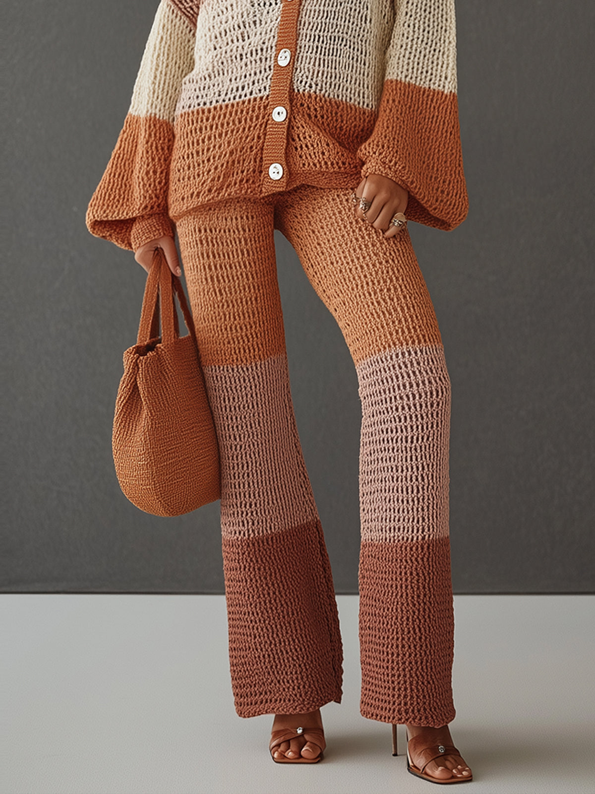 Colorblock Sunset Sunset Striped Colorblock Crochet Knit Set