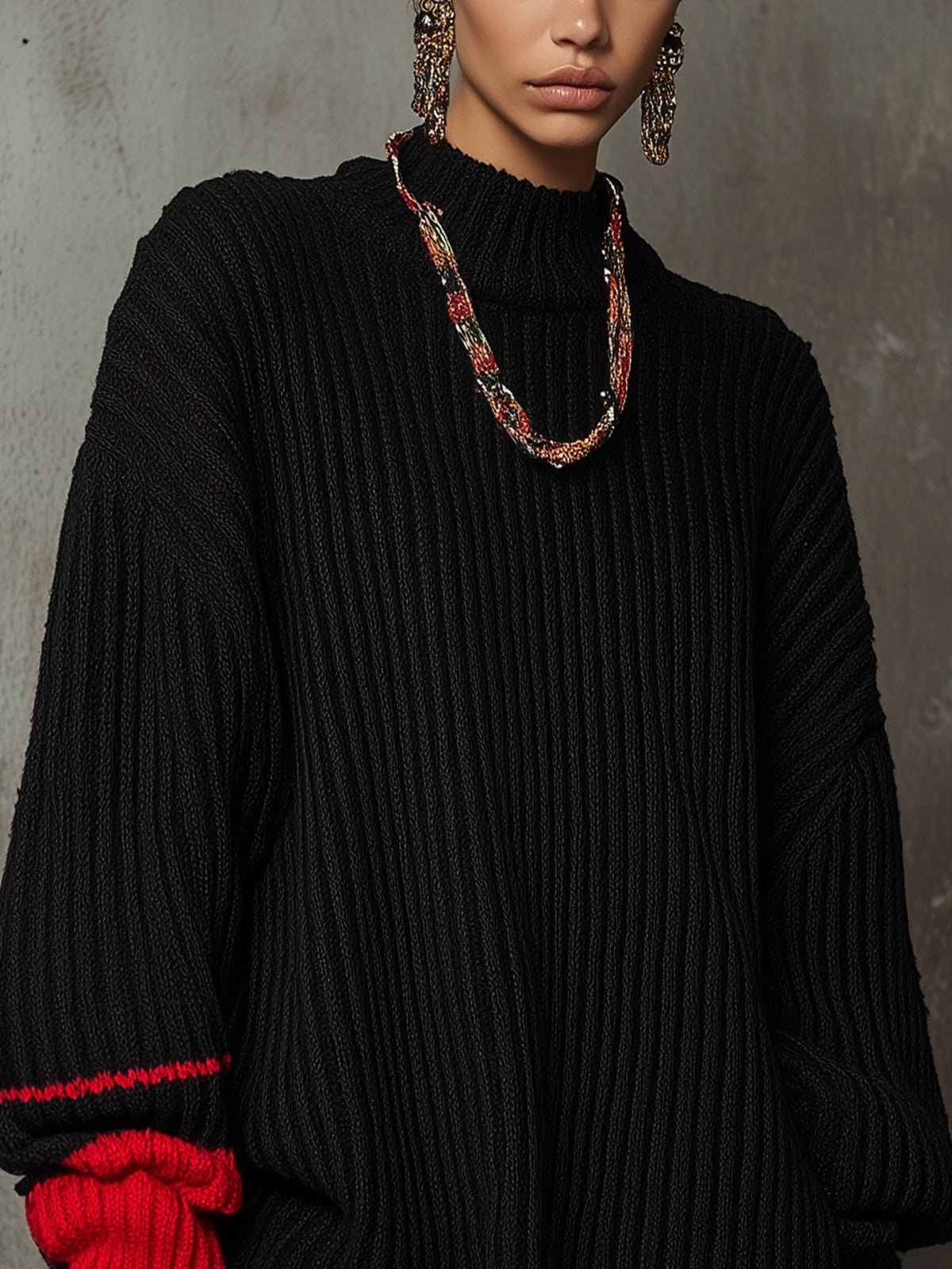 Black Chic Knit Sweater Dress