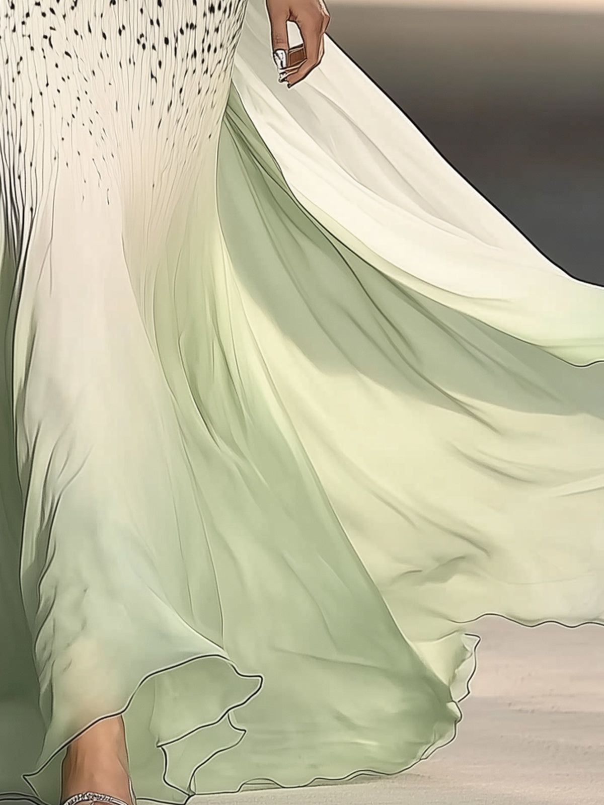 Ombre Off Shoulder Leopard Print Maxi Dress